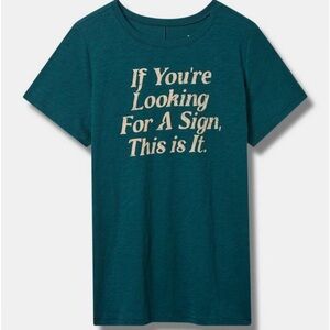 Torrid Looking for a Sign Vintage Heritage Crew Neck Tee | Teal | Size 1, 1x NWT